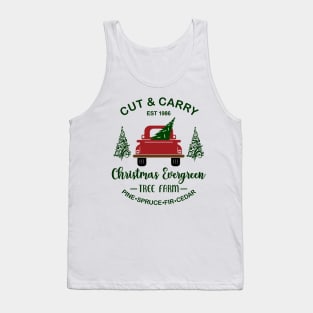 Cut & Carry Christmas Evergreen Tree Farm, EST 1986. Pine, Spruce, Fir, Cedar Tank Top